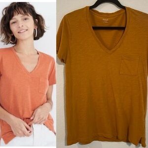 Madewell Women Shirt Medium Orange Whisper Cotton Contemporary Preppy Causal
